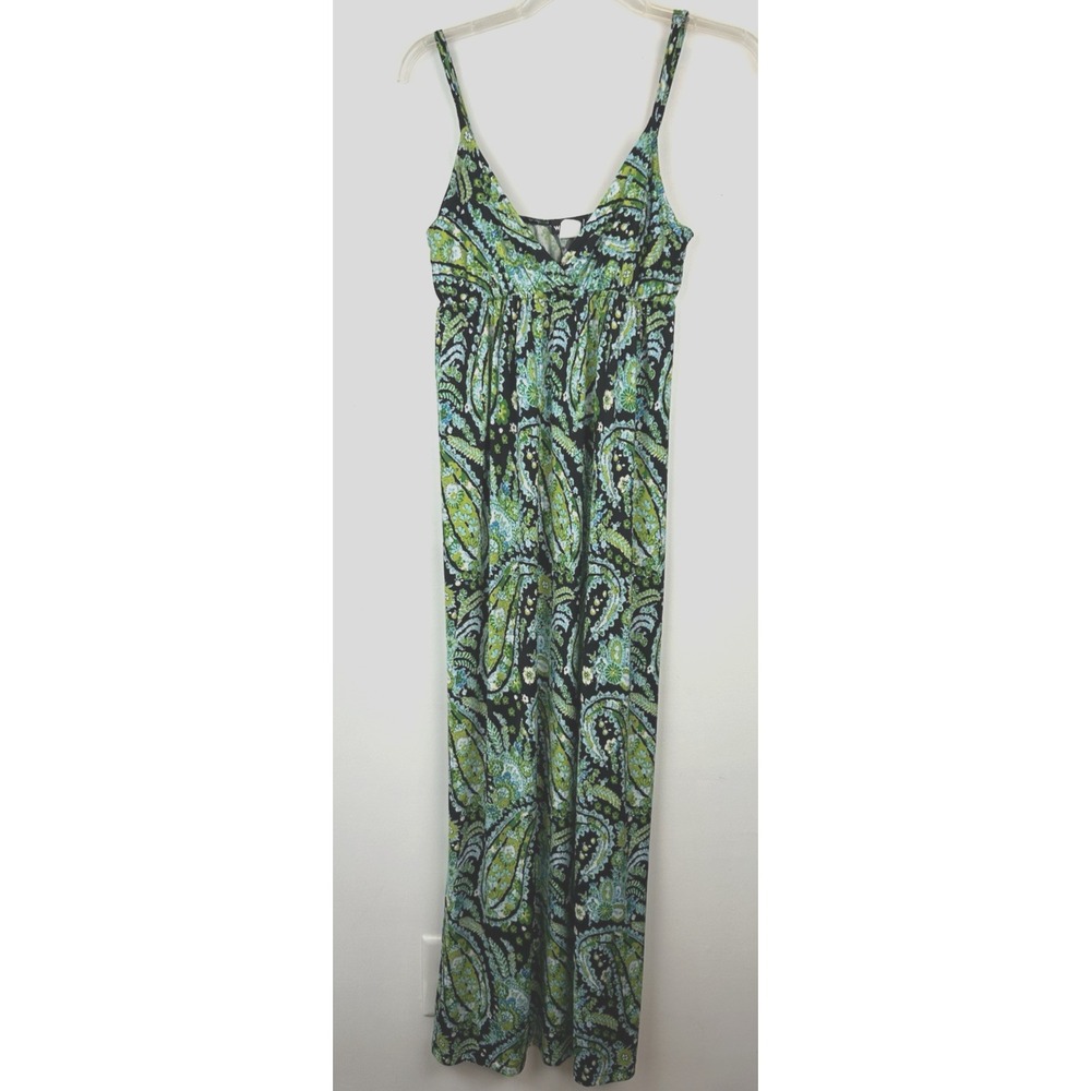 Maxi Dress Womens L Paisley Babydoll Boho Festival Beach Cruise Vacation Resort